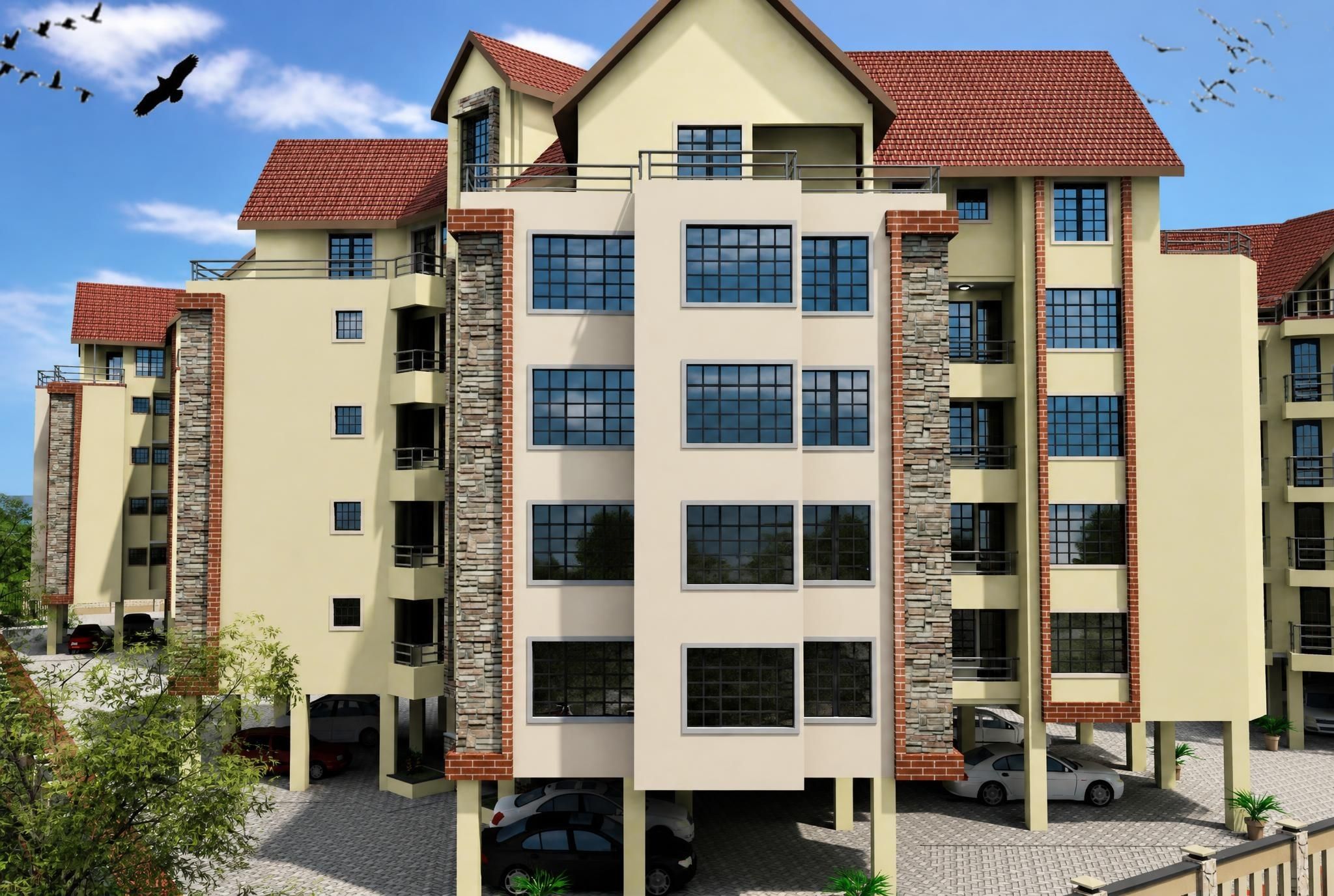 realistic apartment exterior